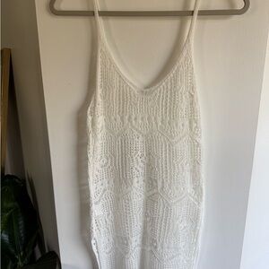 White Crochet Sleeveless Dress
